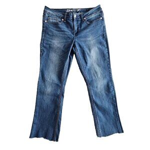 Seven7 Jeans Women's Size 14 (32x26) Blue Slim Boot Embroidered Pockets